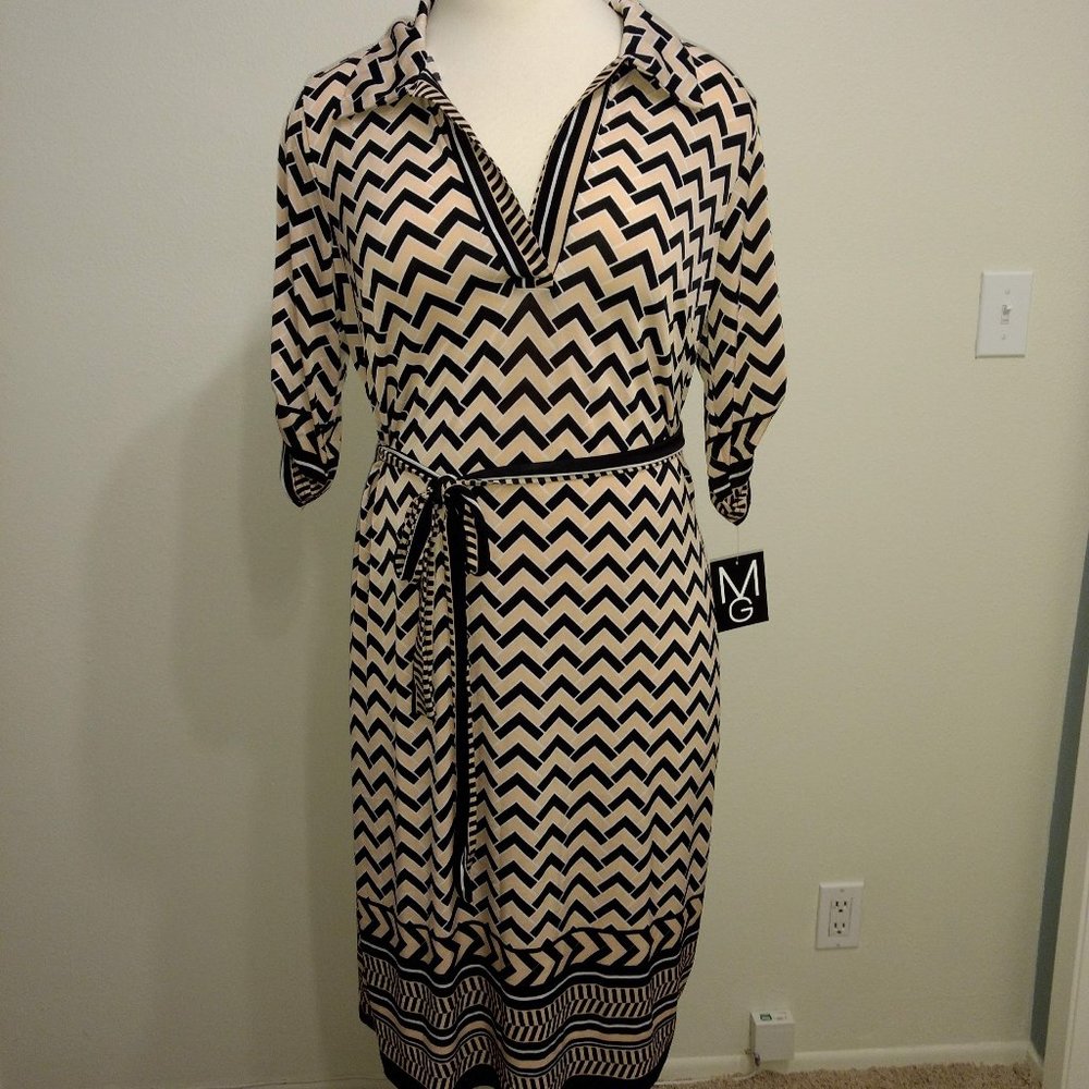 NWT Pink and Black Chevron 3/4 sleeve, knee length dress